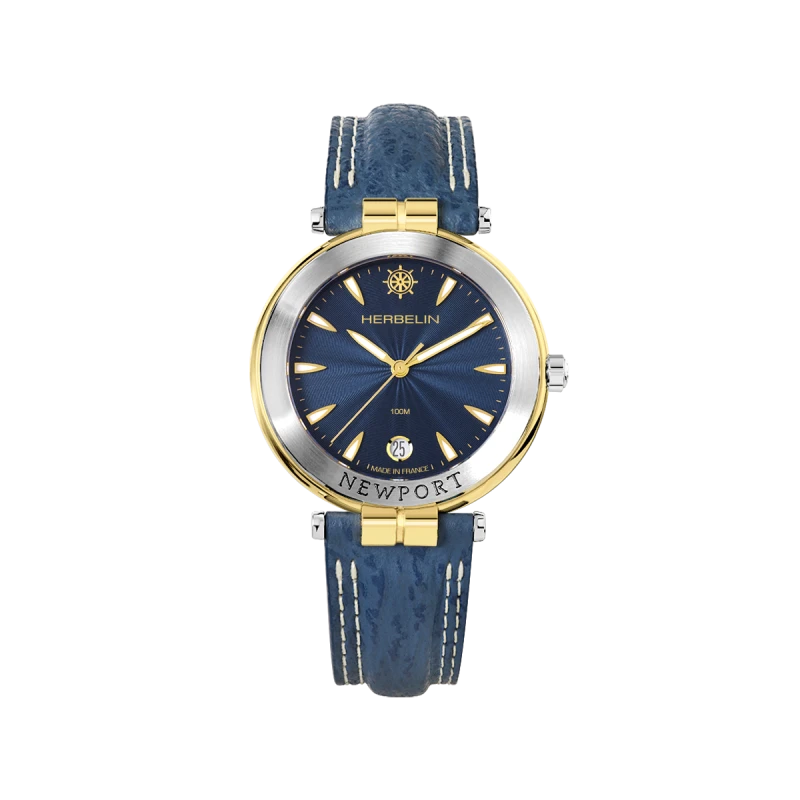 Michel Herbelin Newport Originals Bleu Cuir Or Jaune 12255T35