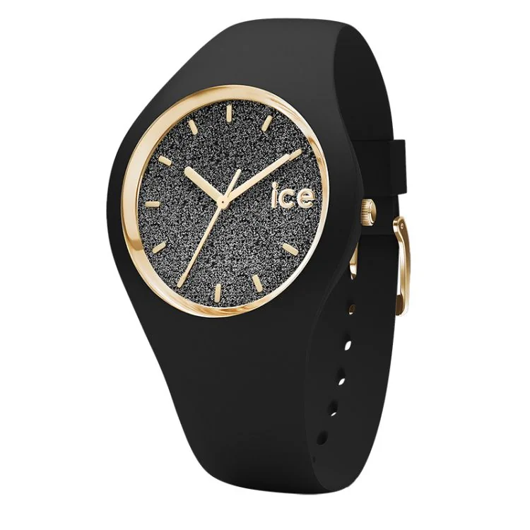 Ice-Watch Ice Glitter Femme Noire Dorée Pailletée
